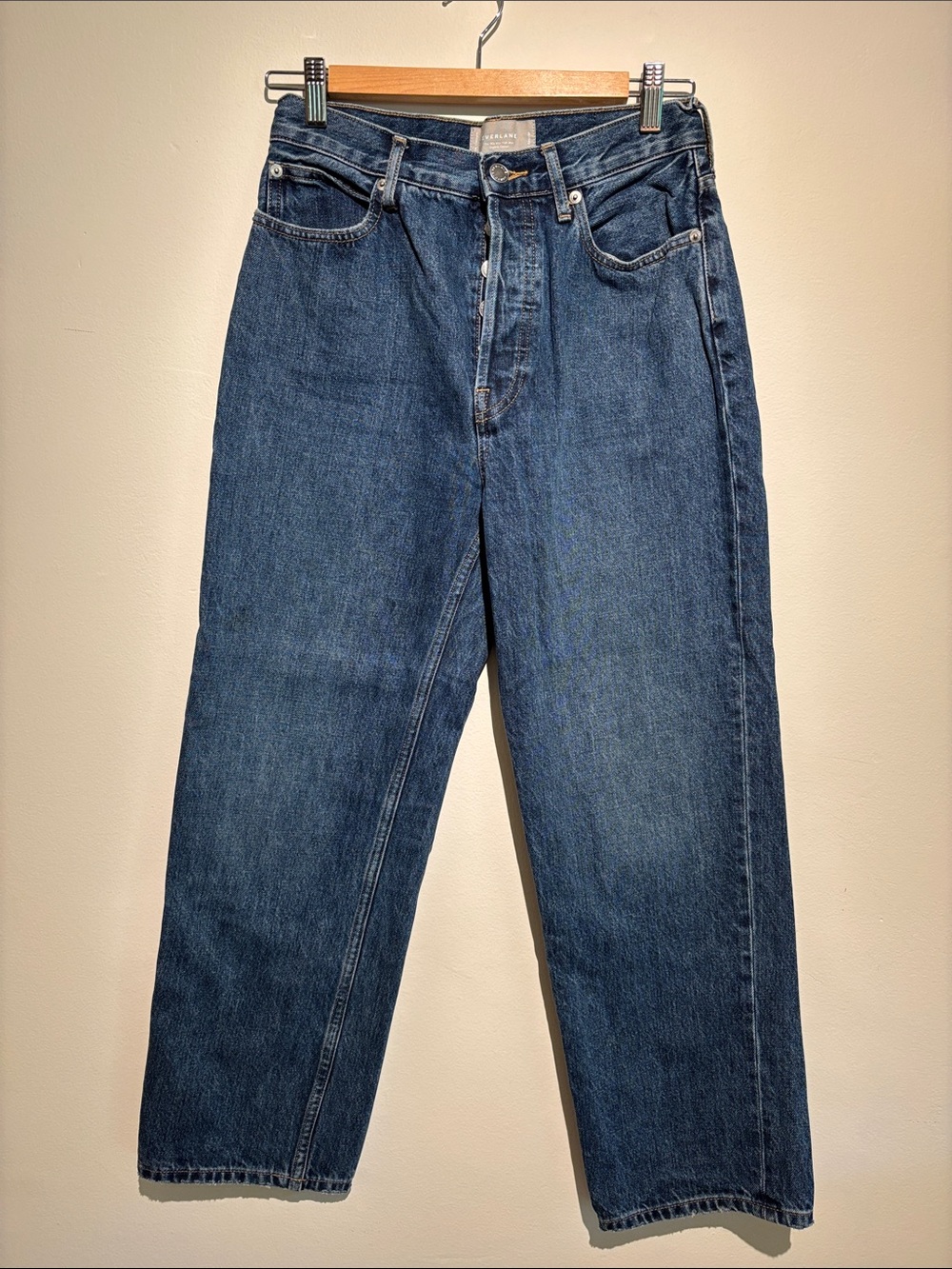 Everlane 90s Way High Jeans Organic Cotton Button Fly Blue Wash